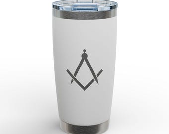 Personalized Masonic Tumbler 20oz, Custom Name and Lodge, Freemason Travel Mug Gift