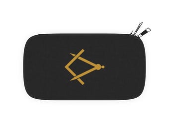 Masonic Passport Holder, Gold Square & Compass Freemason Travel Wallet Gift