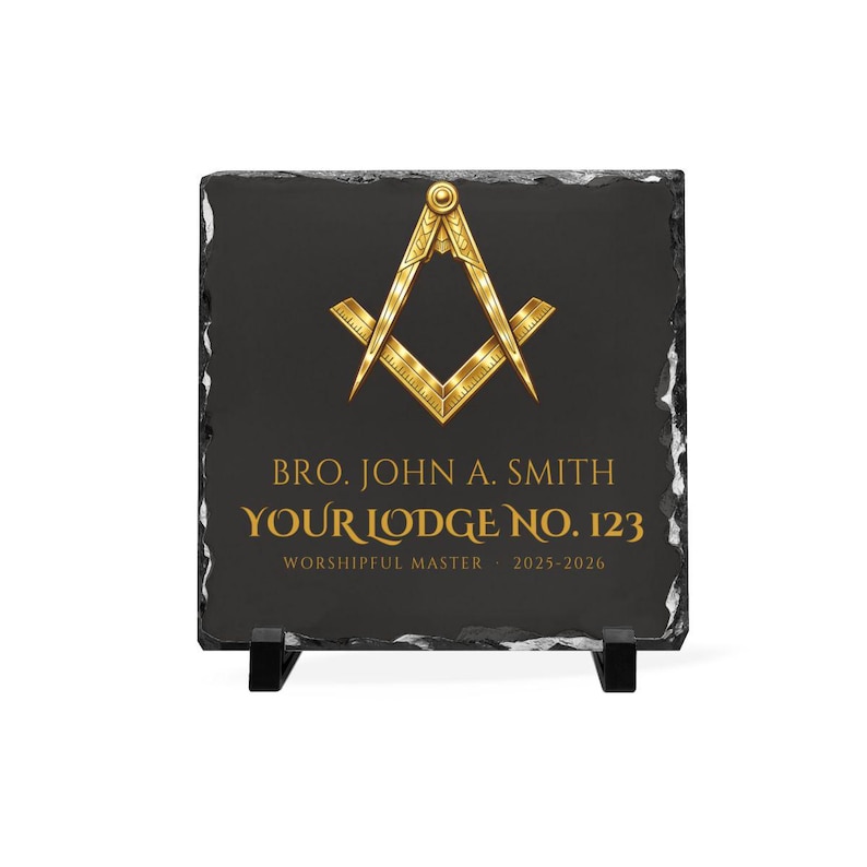 Personalized Masonic Slate Plaque, Custom Officer Recognition Award Freemason Gift (photo 1 of 4)