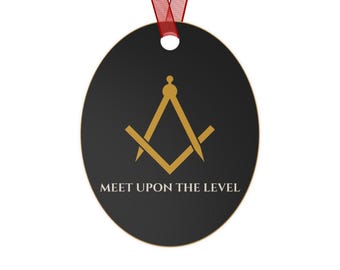 Masonic Christmas Ornament, Square & Compass Metal Freemason Tree Decoration