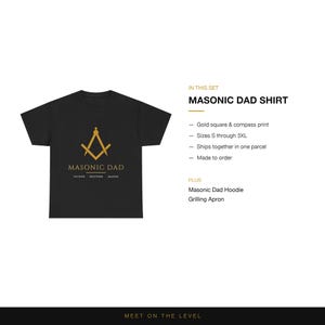 The Masonic Dad Set, Freemason Gift Set of 3, Shirt Hoodie and Grilling Apron, Square and Compass Gift for Dad, Father Brother Mason (photo 4 of 4)