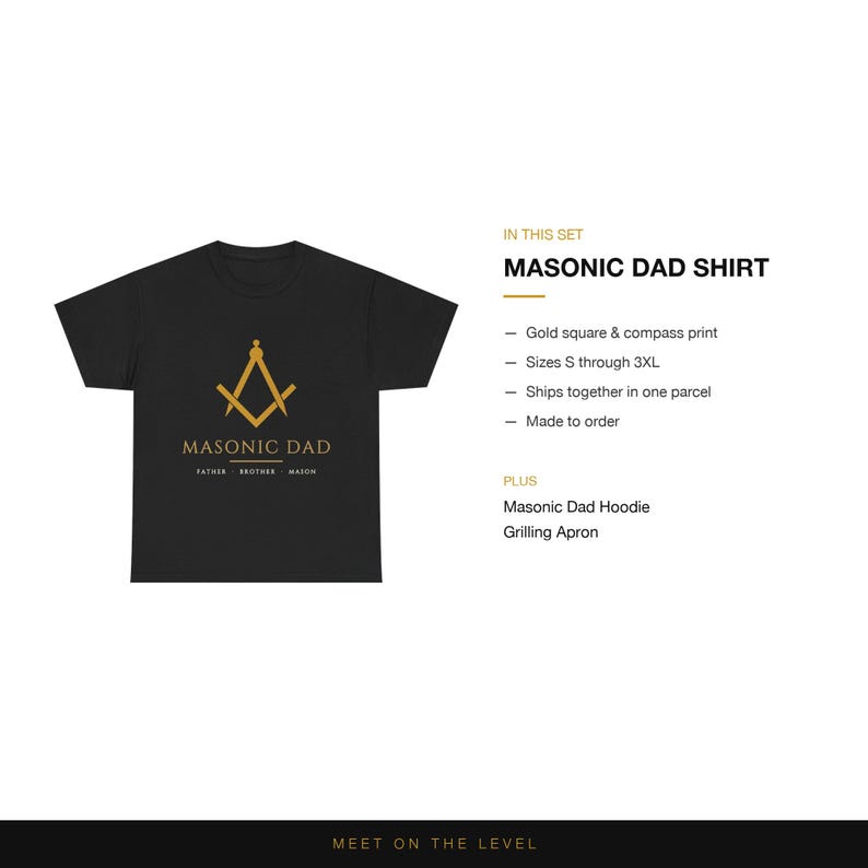 The Masonic Dad Set, Freemason Gift Set of 3, Shirt Hoodie and Grilling Apron, Square and Compass Gift for Dad, Father Brother Mason (photo 4 of 4)