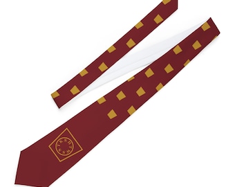 Royal Arch Keystone Necktie, HTWSSTKS Mark Master Tie, York Rite Chapter Gift, Red and Gold Masonic Tie
