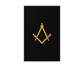 Masonic Acrylic Desk Sign, Gold Square & Compass Freemason Office Decor