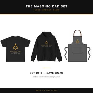 The Masonic Dad Set, Freemason Gift Set of 3, Shirt Hoodie and Grilling Apron, Square and Compass Gift for Dad, Father Brother Mason (photo 1 of 4)