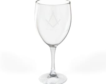 Copa de vino masónica personalizada, nombre y número de logia grabados a medida. Regalo masónico.