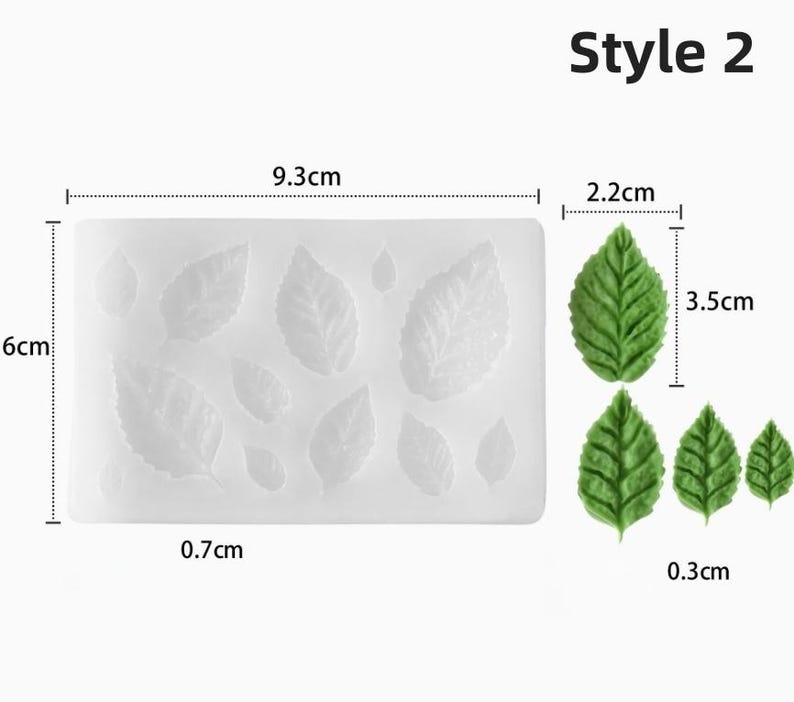 ALT 1: Leaf silicone mold with realistic leaf vein details for cake decorating, fondant, candles, aroma stones, and resin crafts.
ALT 2: Food-grade leaf silicone mold suitable for fondant, chocolate, handmade soaps, epoxy resin, Jesmonite, and DIY craft projects.
ALT 3: Reusable leaf mold for creating realistic botanical decorations, cake toppers, handmade candles, and aroma stones.