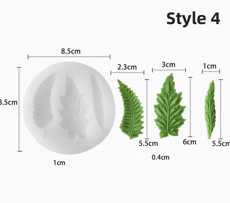 ALT 1: Leaf silicone mold with realistic leaf vein details for cake decorating, fondant, candles, aroma stones, and resin crafts.
ALT 2: Food-grade leaf silicone mold suitable for fondant, chocolate, handmade soaps, epoxy resin, Jesmonite, and DIY craft projects.
ALT 3: Reusable leaf mold for creating realistic botanical decorations, cake toppers, handmade candles, and aroma stones.