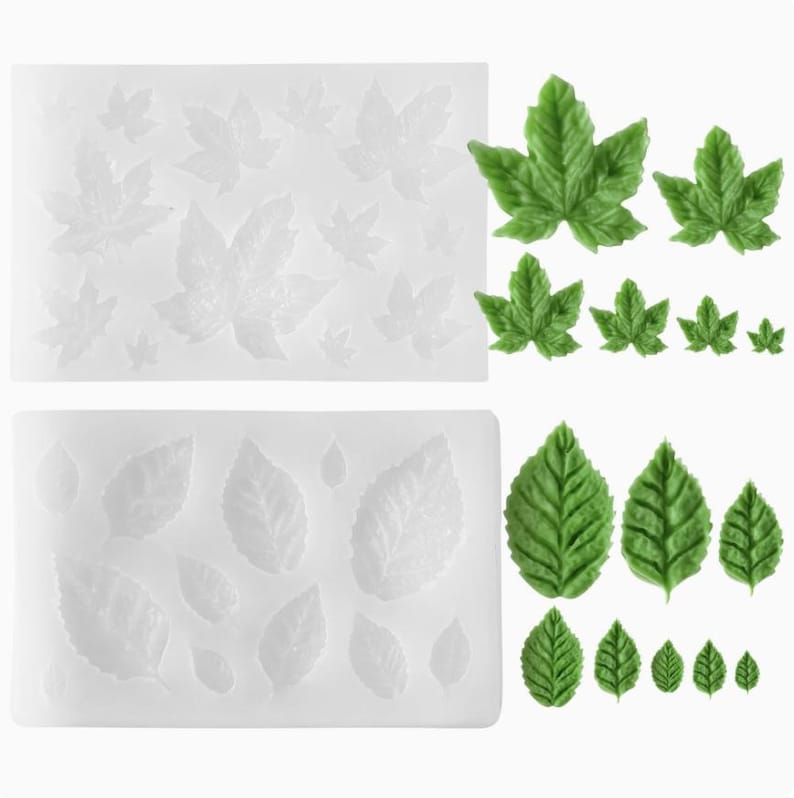 ALT 1: Leaf silicone mold with realistic leaf vein details for cake decorating, fondant, candles, aroma stones, and resin crafts.
ALT 2: Food-grade leaf silicone mold suitable for fondant, chocolate, handmade soaps, epoxy resin, Jesmonite, and DIY craft projects.
ALT 3: Reusable leaf mold for creating realistic botanical decorations, cake toppers, handmade candles, and aroma stones.