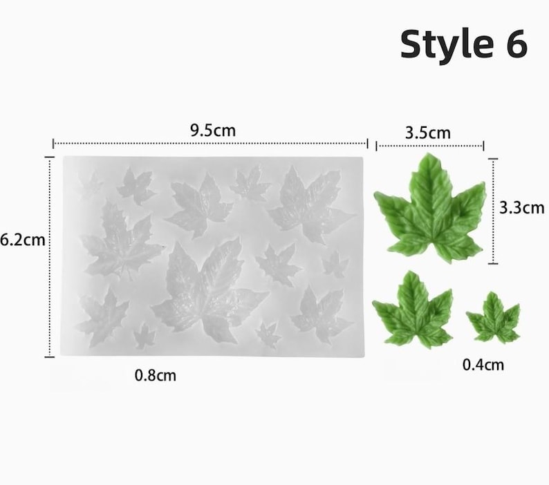 ALT 1: Leaf silicone mold with realistic leaf vein details for cake decorating, fondant, candles, aroma stones, and resin crafts.
ALT 2: Food-grade leaf silicone mold suitable for fondant, chocolate, handmade soaps, epoxy resin, Jesmonite, and DIY craft projects.
ALT 3: Reusable leaf mold for creating realistic botanical decorations, cake toppers, handmade candles, and aroma stones.