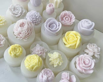 Molde de silicona para flores, molde para velas florales, molde para rosas, peonías, tulipanes, margaritas, girasoles y lotos, molde para piedras aromáticas, molde para resina de jabón y yeso para manualidades.