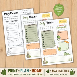 Agenda quotidien à imprimer, modèle de liste de tâches, insert PDF Goodnotes, Tiny Puppet, calendrier, Bullet Journal à imprimer, formats A5 et Lettre