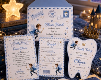 Blue Tooth Fairy Letter Set, Certificate, Receipt (Printable Templates)