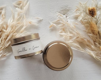 Soy Candle Tin / Sample Size / Natural Candle / Made to Order / Woodwick / Clean Toxin Free / Minimalist / Scandinavian / Nordic