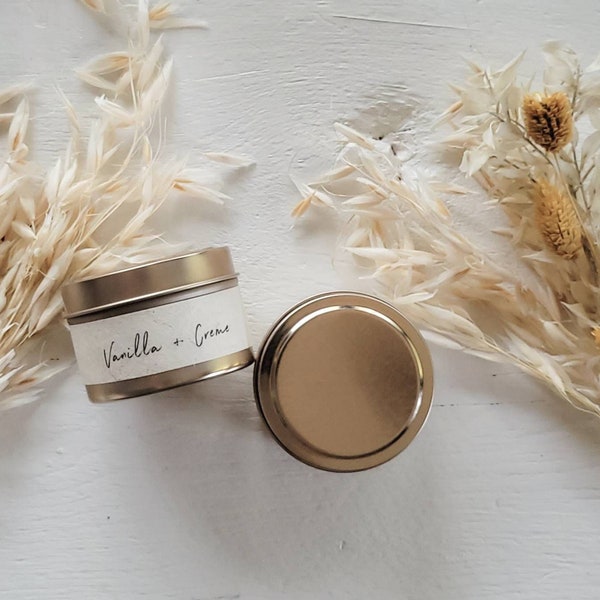 Soy Candle Tin / Sample Size / Natural Candle / Made to Order / Woodwick / Clean Toxin Free / Minimalist / Scandinavian / Nordic