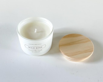 Wild Rose Minimalist Candle | Artisan-Made Authentic Rose Fragrance | Flower Garden True-to-Life Scent | Modern Floral | Nontoxic