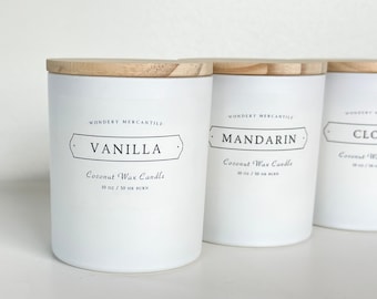 Vanilla Luxury Coconut Wax Candle | Non-Toxic, Sustainable | Vanilla, Tonka Bean, Clove | Minimalist White Scented Jar Candle | Gourmand