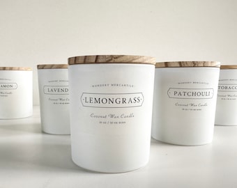 Lemongrass Minimalist Candle | Coconut Wax | Non-Toxic, Sustainable | Lemongrass, clove, lime, cedar | White Jar Candle | Aromatherapy