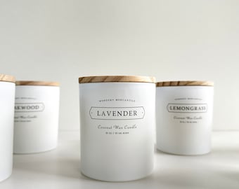 Lavender Natural Coconut Wax Candle | Slow Burning, Non-Toxic, Sustainable | Herbal Scented Minimalist White Jar Candle