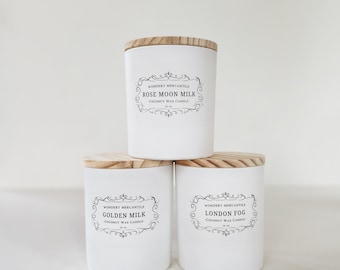 Rose Moon Milk Tea Scented Candle | Natural Coconut Wax | Non-Toxic | Vanilla Rose Tea Latte | Calming Floral Self Care Aromatherapy Gift