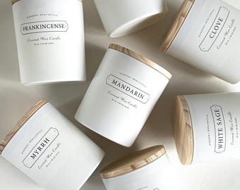 Mandarin Luxury Candle | Coconut Wax Candle | Slow Burning, Non-Toxic, Sustainable, Clean Burning | Minimalist White Scented Jar Candle