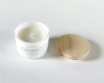 Patchouli Aromatherapy Candle | Hand-Poured Coconut Wax | Minimalist White Jar | Earthy Autumn Scent | Cedarwood, Clove