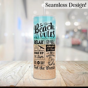 Strandmugg, sommarmugg, PNG, strandregler, strandresa, sublimeringsmuggdesign, 20 oz smal, sublimeringsdigital nedladdning bild 4