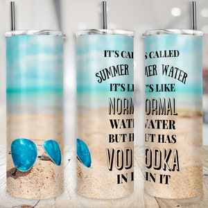 Summer Water Vodka Tumbler Design 20 oz Sublimation Digital Download - PNG Design Only