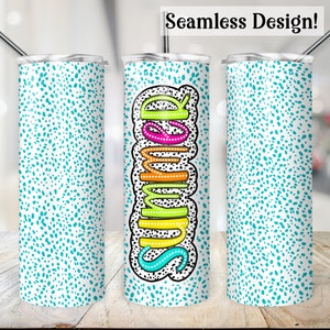 Envoltura para vaso de verano, transferencia de taza con letras dálmatas de 20 oz SIN COSTURAS, diseño de sublimación delgado de 20 oz para viaje de chicas brillantes, fin de semana de bebidas