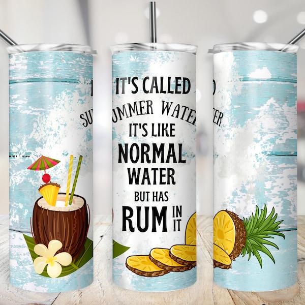 Summer Tumbler Wrap Summer Water Rum Cup Wrap Alcohol Tumbler PNG Liquor 20 oz Skinny Sublimation Digital Download Beach Trip Cup