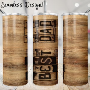 Envoltorio para vaso Best Dad, transferencia de letras para matrícula de 20 oz SIN COSTURAS, diseño de sublimación delgado de 20 oz para quemar madera, pirograbado para carpintería
