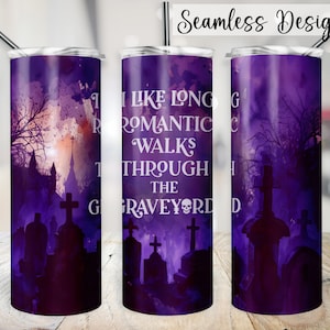 Cmentarny kubek Wrap, BEZSZWOWY 20-uncjowy Witchy Haunted Cup Transfer, Gothic Romance 20-uncjowy Skinny Sublimacja Design, Zabawni Gotyccy Miłośnicy PNG
