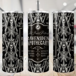 Gothic Tumbler Wrap, Skeletons Apothecary Label Cup Wrap, Halloween Tumbler PNG, Goth 20 oz Sublimation Digital Design Download