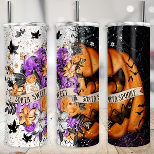 Sorta Sweet Sorta Spooky Halloween Tumbler 20 oz Sublimation Digital Design Download