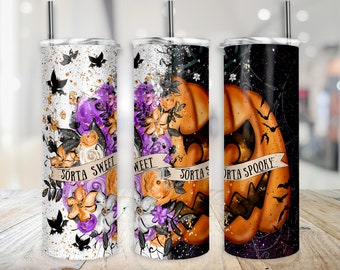 Sorta Sweet Sorta Spooky Halloween Tumbler 20 oz Sublimation Digital Design Download