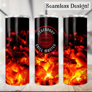 Legendary Grill Master BBQ tumbler wrap 20 oz Sublimation Father&#39;s Day PNG Download - Design Only
