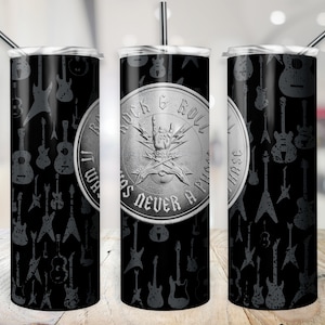 Rock & Roll Tumbler Wrap, SEAMLESS 20oz It Was Never a Phase Cup Transfer, Guitar Rocker 20 oz Skinny Sublimation Design for Musician Band