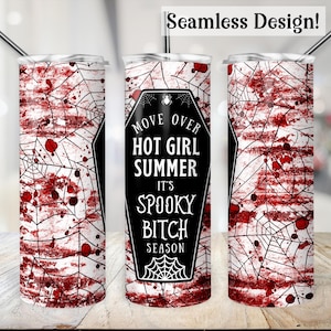 Halloween Horror Tumbler Wrap Hot Girl Summer PNG 20 oz Skinny Sublimation Spooky Bitch Season Digital Design Download