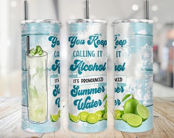 Sommarvattenalkoholtumblerdesign 20 oz sublimering digital nedladdning - endast PNG-design