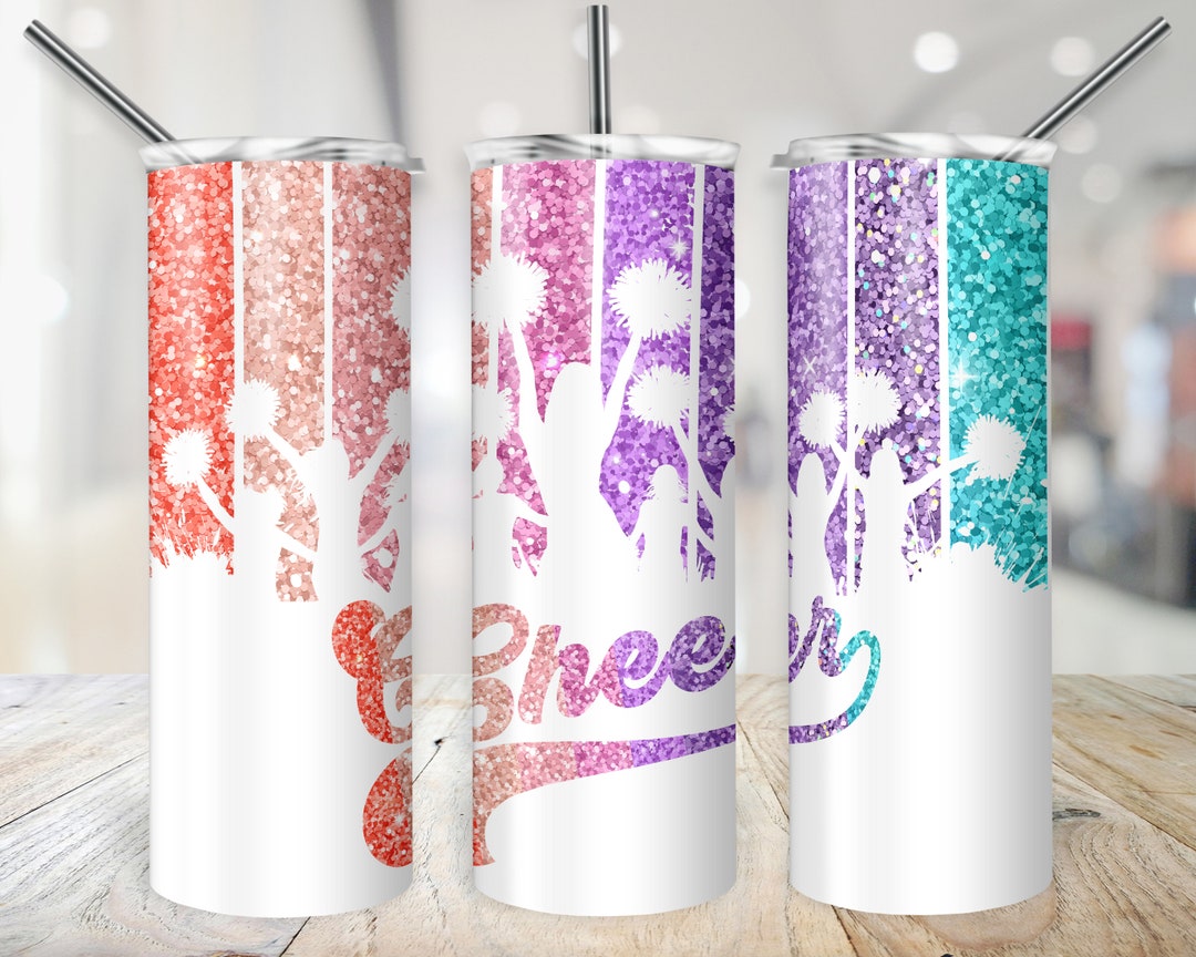 Cheer Tumbler Wrap Cheerleader Glitter Cup Wrap Custom Cheer PNG