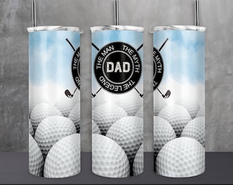 Papa Golf Tumbler Wrap, Der Mann Der Mythos Die Legende Cup Transfer, lustiger Golfer 20 Unze Skinny Sublimation Design, Vatertag PNG