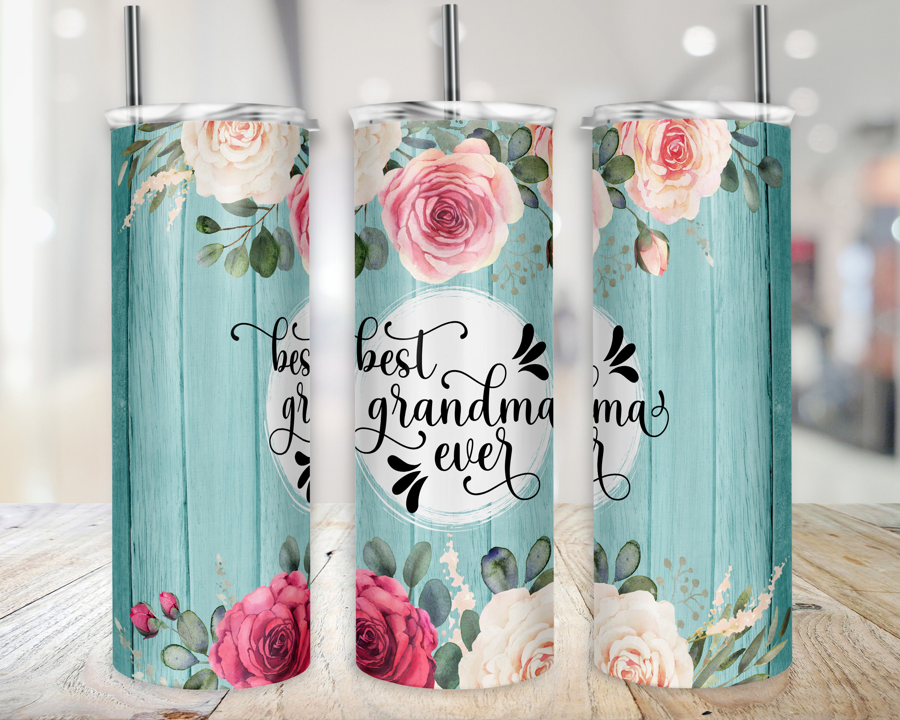 Best Grandma Ever Tumbler Wrap Sublimation 20 Oz Skinny Design Etsy