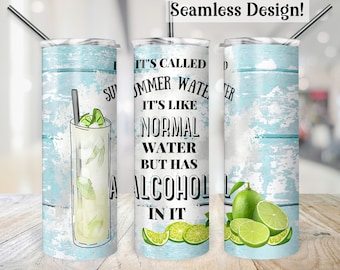 Sommarvattenalkoholtumblerdesign 20 oz sublimering digital nedladdning - endast PNG-design