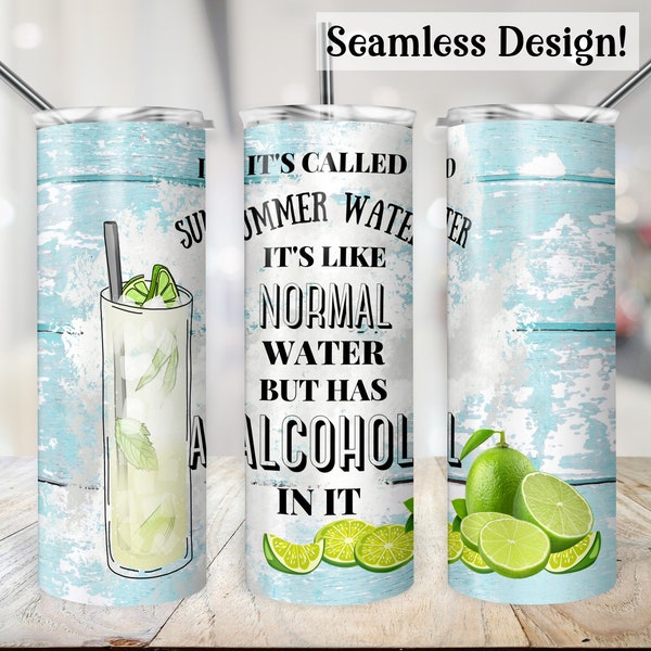 Summer Water Alcohol Tumbler Design 20 oz Sublimation Digital Download - PNG Design Only