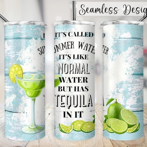 Summer Water Tequila Tumbler Design 20 oz Sublimation Digital Download - PNG Design Only