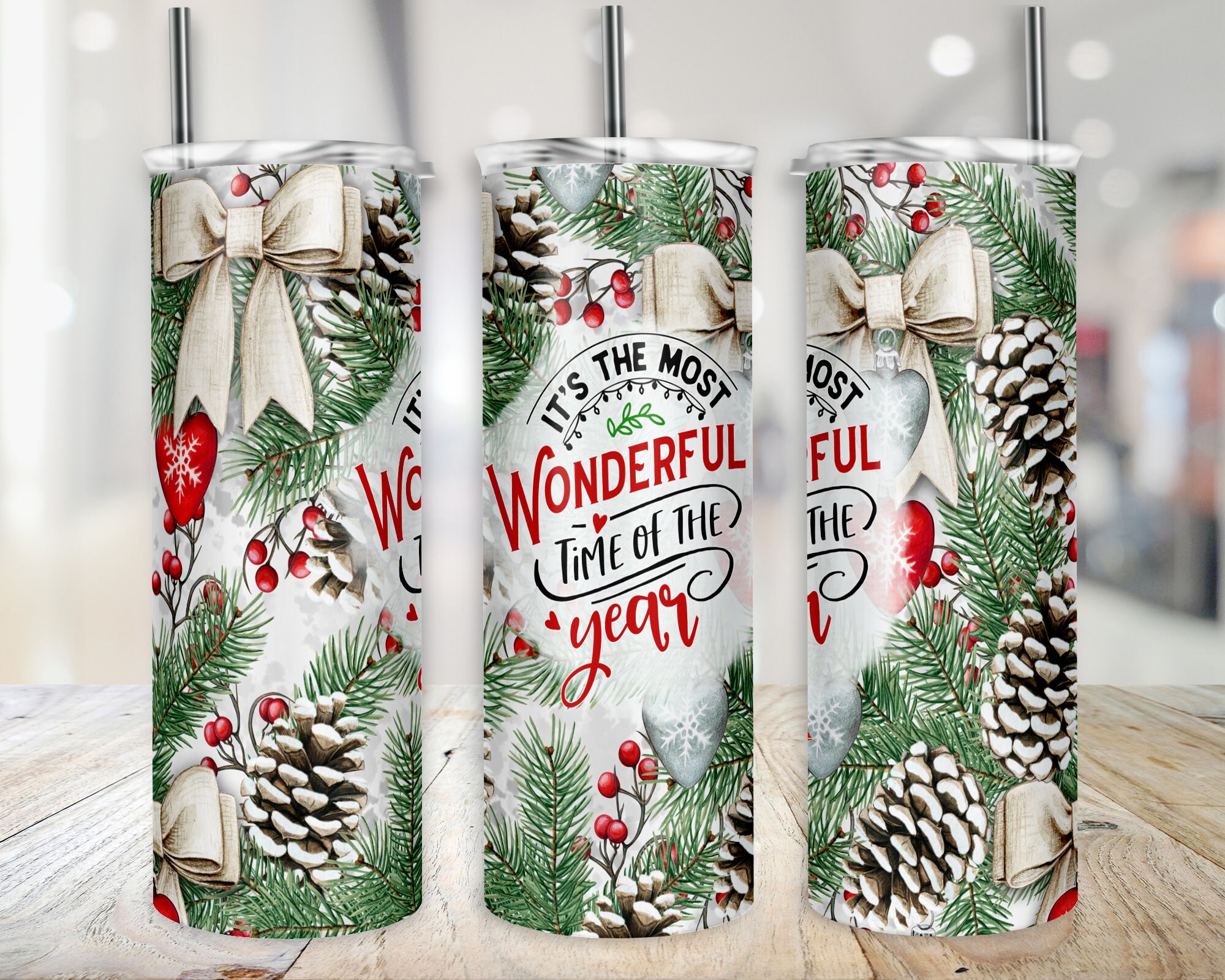 Christmas Tumbler Wrap Most Wonderful Time of the Year Holiday