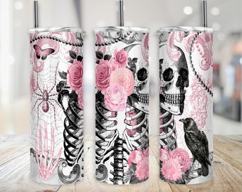 Pink Gothic Halloween Tumbler 20 oz Sublimation Digital Design Download