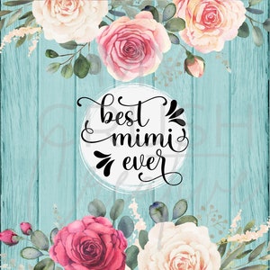 Bästa Mimi någonsin sublimering smal tumbler wrap design rustik rosblommig mormor 20oz - endast design bild 2