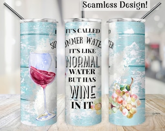 Sommarvattenvinglasdesign 20 oz sublimering digital nedladdning - endast PNG-design