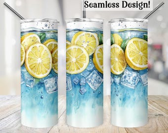 Involucro per bicchiere di limonata, trasferimento realistico senza cuciture per bicchieri da 20 once, cubetti di ghiaccio da 20 once, design a sublimazione sottile, modello per bere d'estate